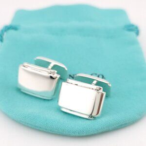 Tiffany & Co. Sterling Silver Metropolis Mens Cuff Link Cufflinks Pouch